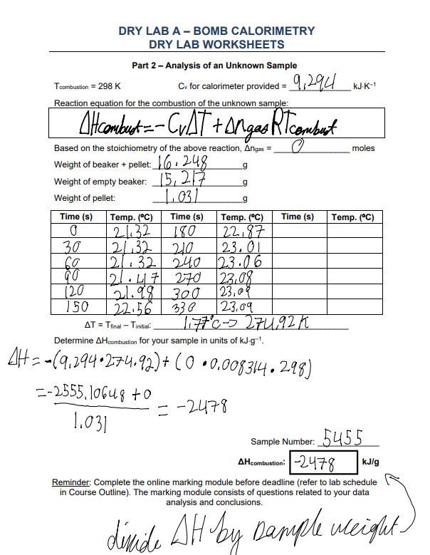 1 & Delta H in part 2, I feel like my answers