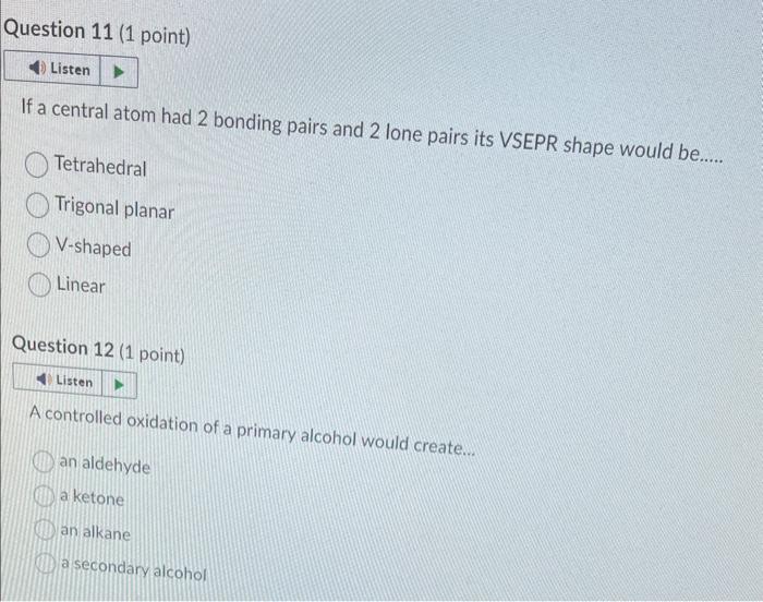  If a central atom had 2 bonding pairs and 2 lone