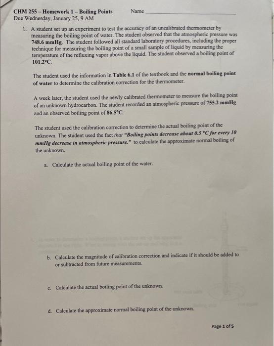  1. A student set up an experiment to test the accuracy