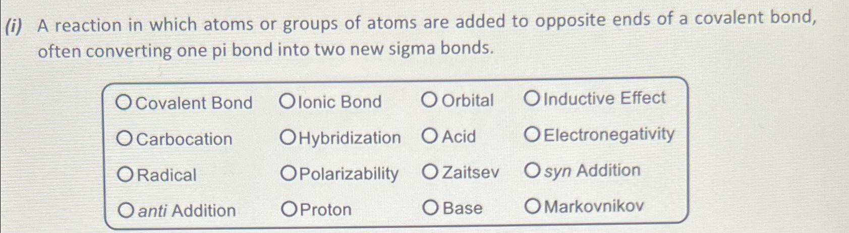  (i) A reaction in which atoms or groups of atoms are