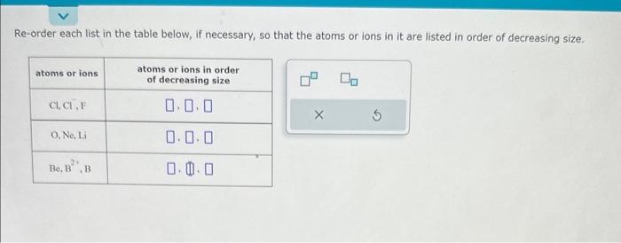  Re-order each list in the table below, if necessary, so that