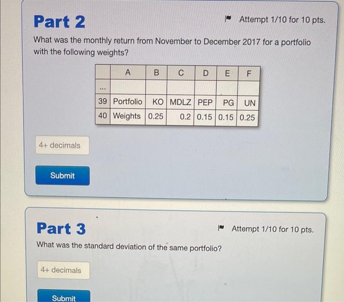with stock prices for five consumer packaged goods companies. Part 1 Attempt
