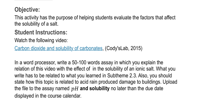  Video is 5 min btw Objective: This activity has the purpose