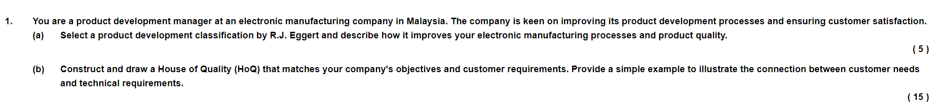 You are a product development manager at an electronic manufacturing company in