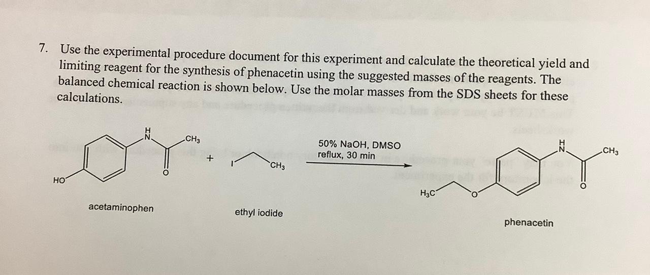  7. Use the experimental procedure document for this experiment and calculate