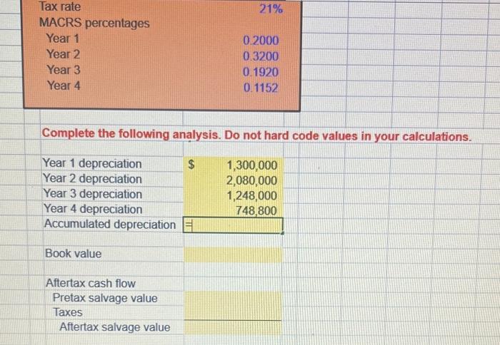 four-year project falls in the five-year MACRS class for tax purposes. The