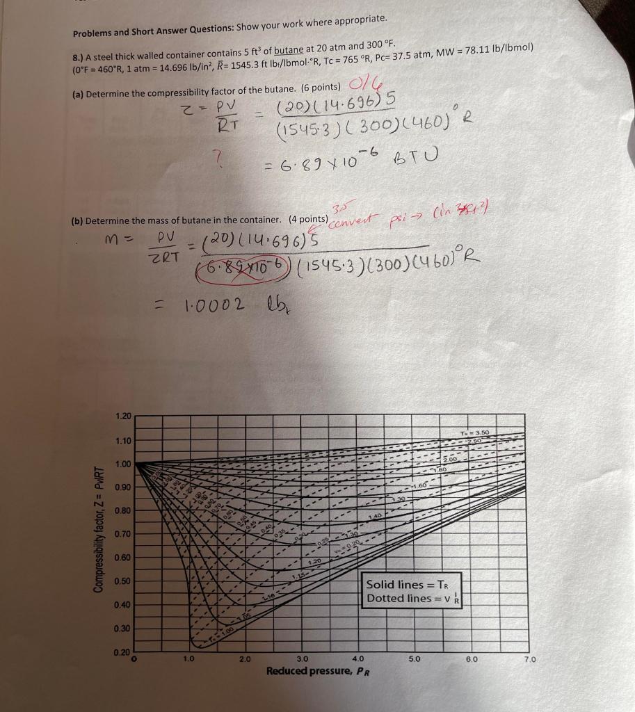 Problems and Short Answer Questions: Show your work where appropriate. 8.)