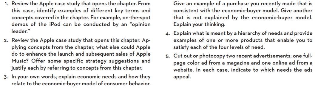  '|. Review the Apple case study that opens the chapter. From