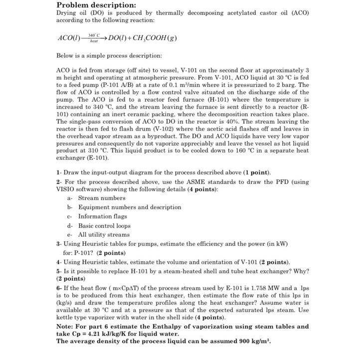  Problem description: Drying oil (DO) is produced by thermally decomposing acetylated