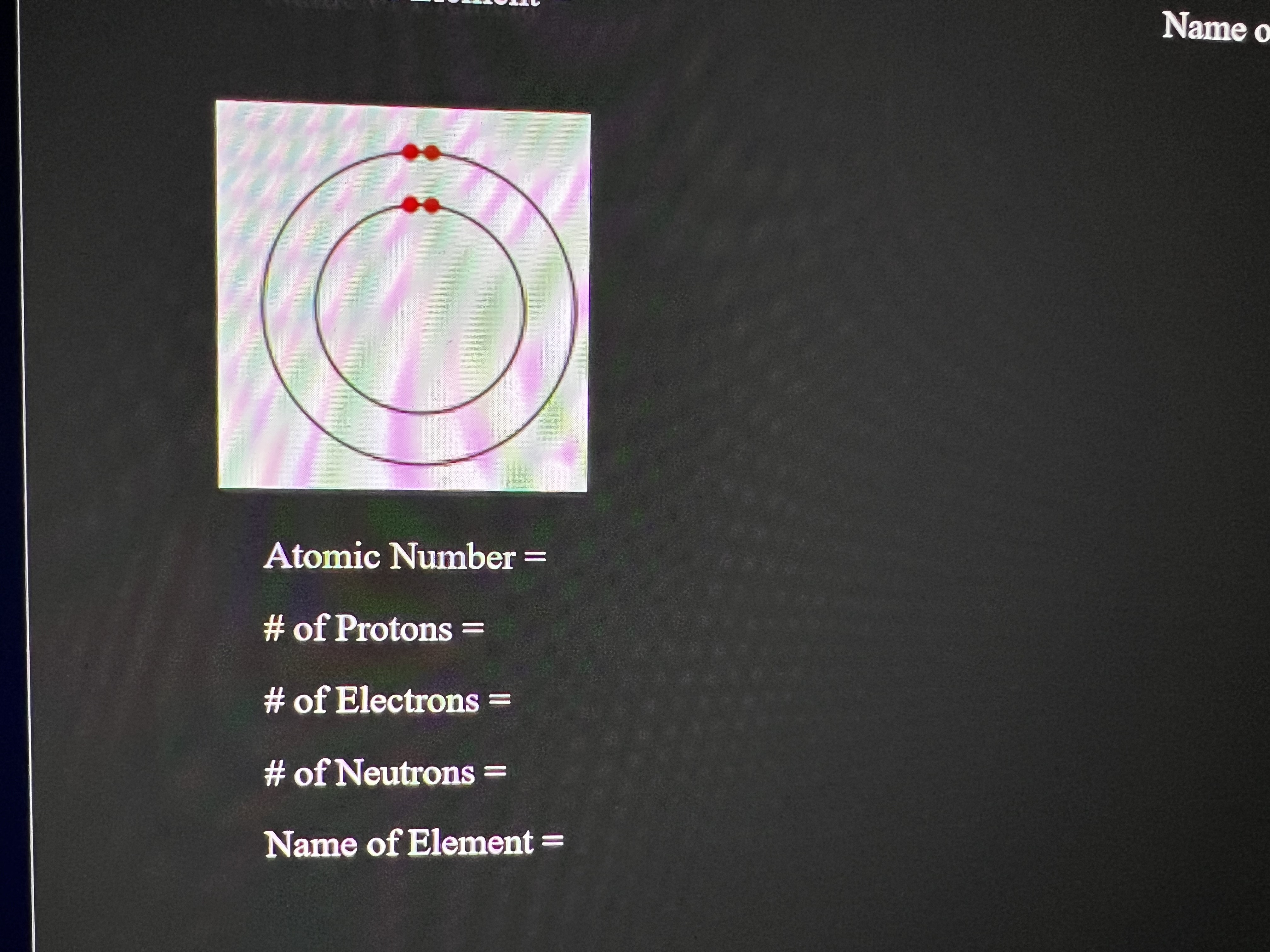  use the periodic table provided to determine the element depicted by