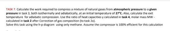  TASK 7. Calculate the work required to compress a mixture of