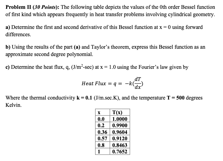  I need this quick! Problem II (30 Points): The following table