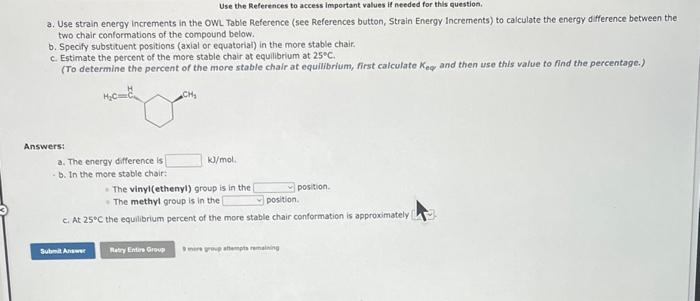 question. a. Use strain energy increments in the OWL Table Reference (see