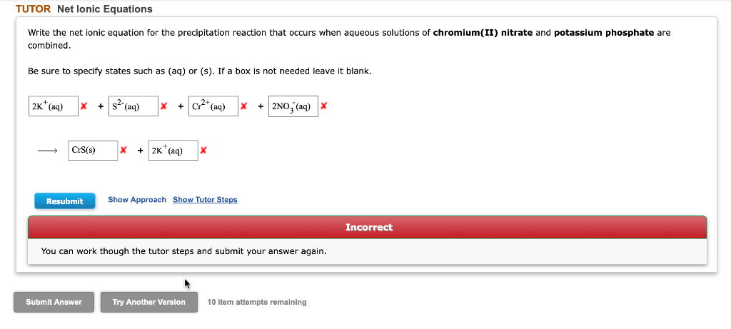 Write the net ionic equation for the precipitation reaction that occurs