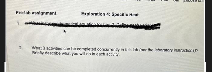  What 3 activities can be completed concurrently in this lab (per