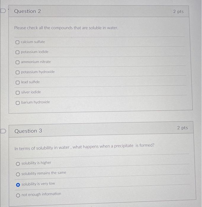 please answer #2 and 3 Please check all the compounds that are
