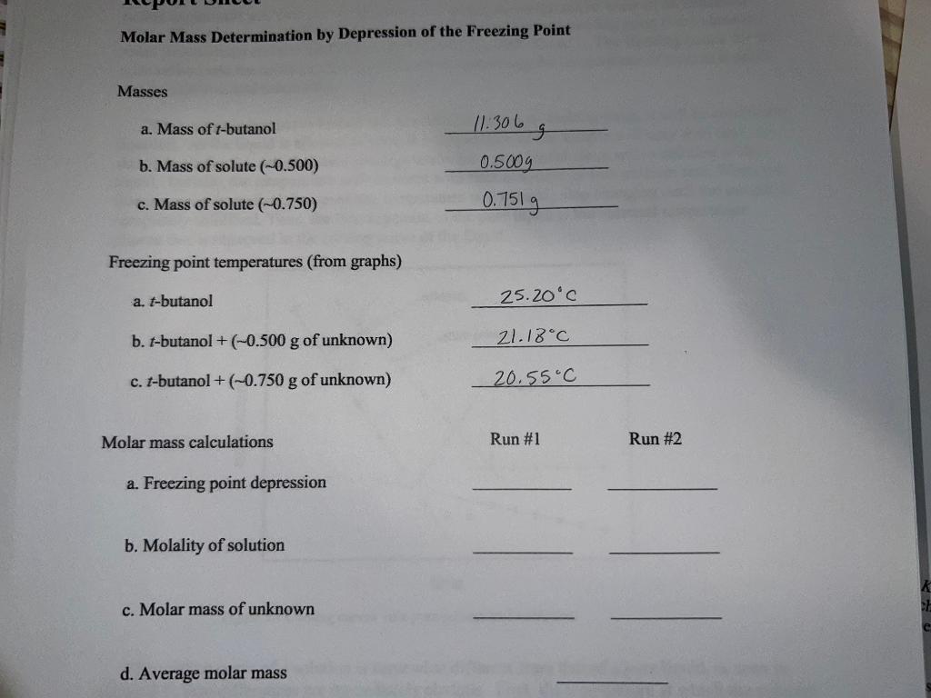  How do I calculate the freezing point depression, molality, molar mass,
