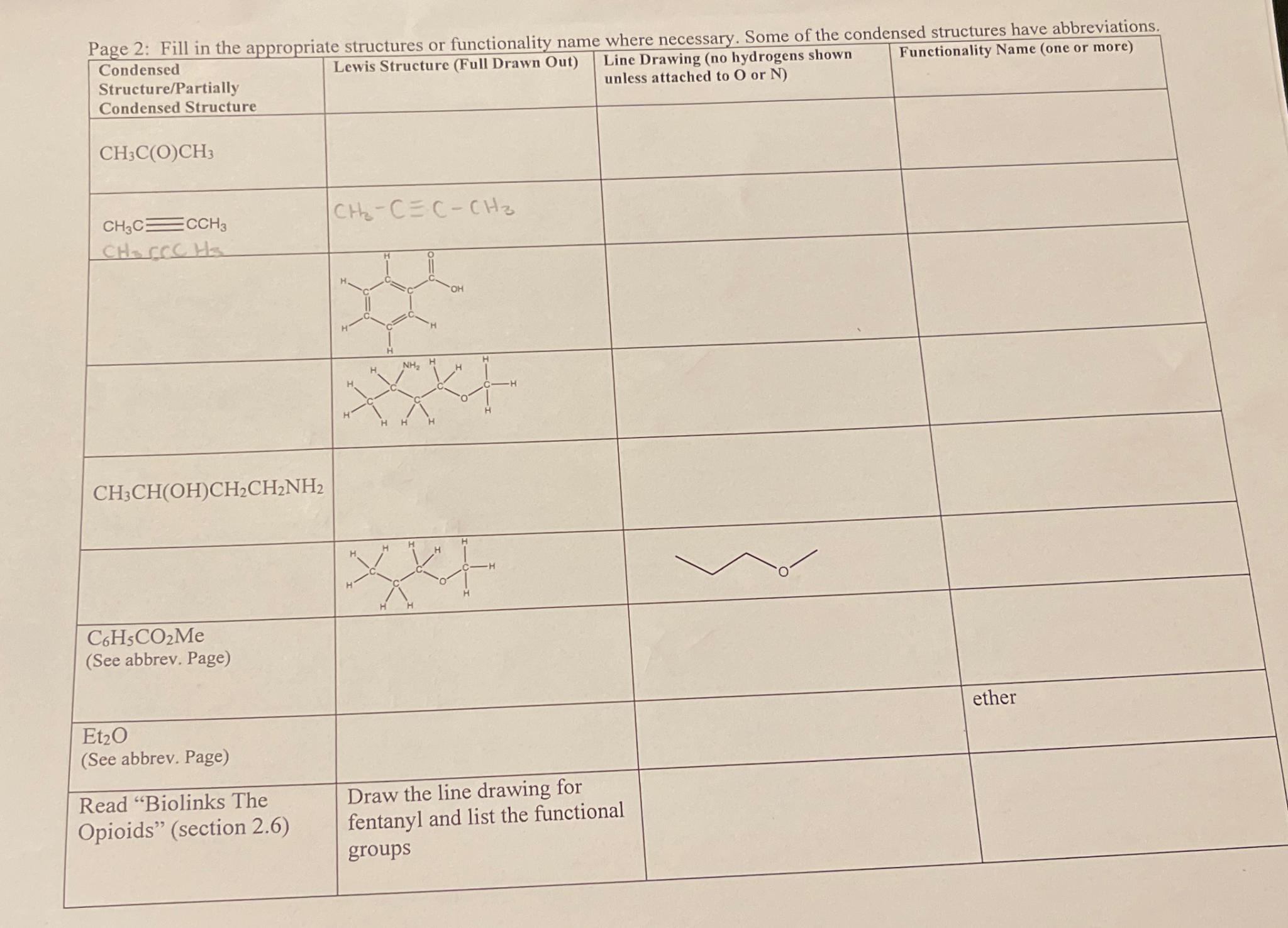  Page 2: Fill in the appropriate structures or functionality name where