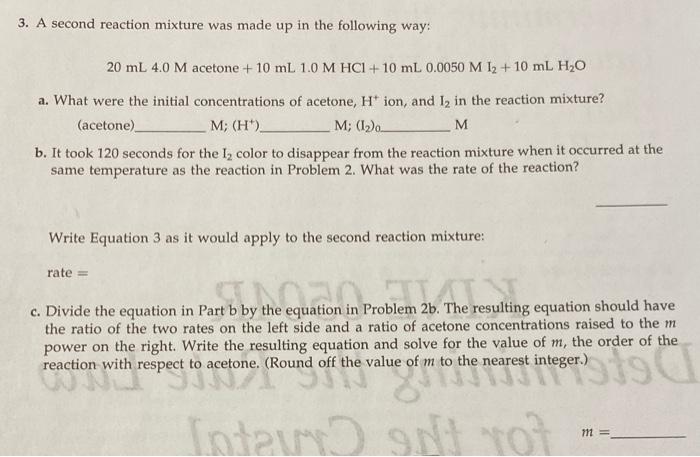 20 mL 4.0 M acetone + 10 mL 1.0 M HCl+ 10