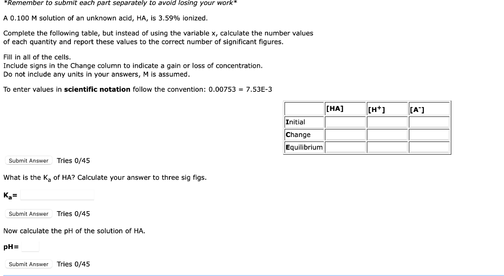 "Remember to submit each part separately to avoid losing your work*