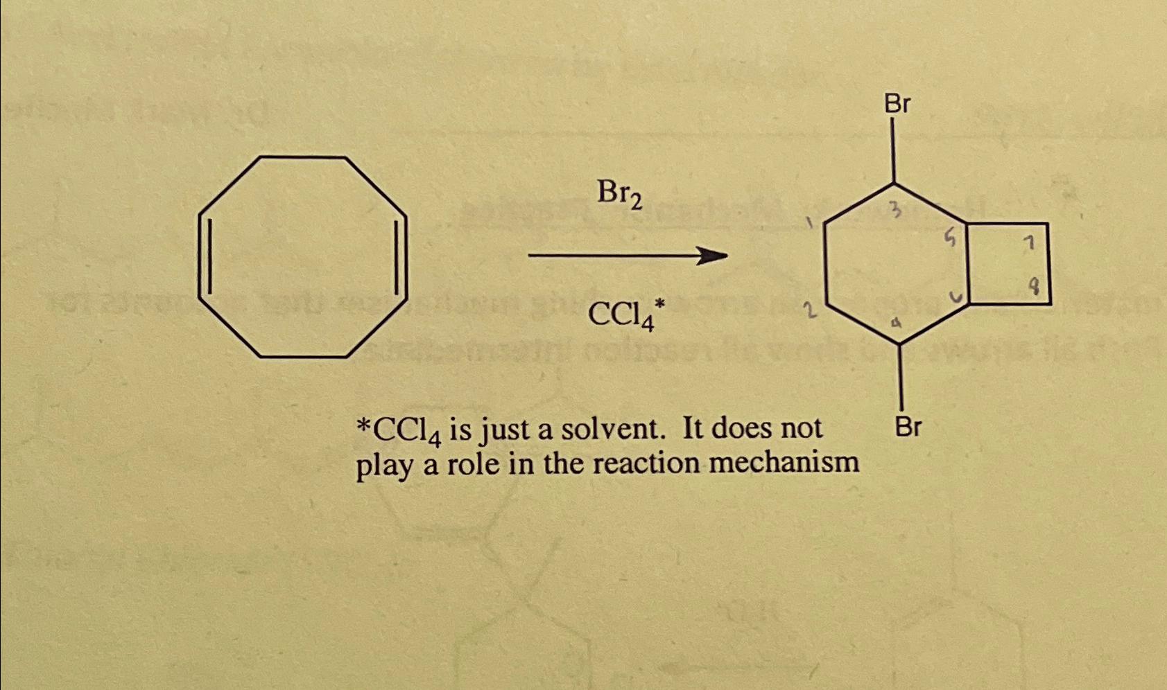  **CCl4 is just a solvent. It does r play a role