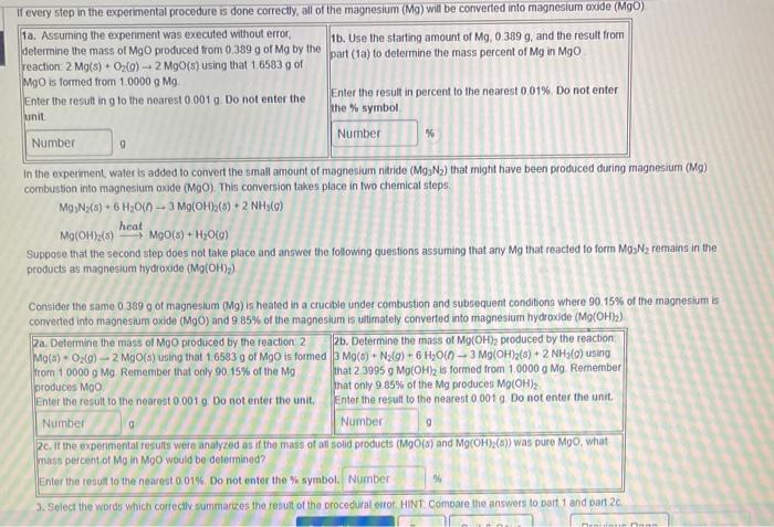  1a. Assuming the experiment was executed without error, 16. Use the