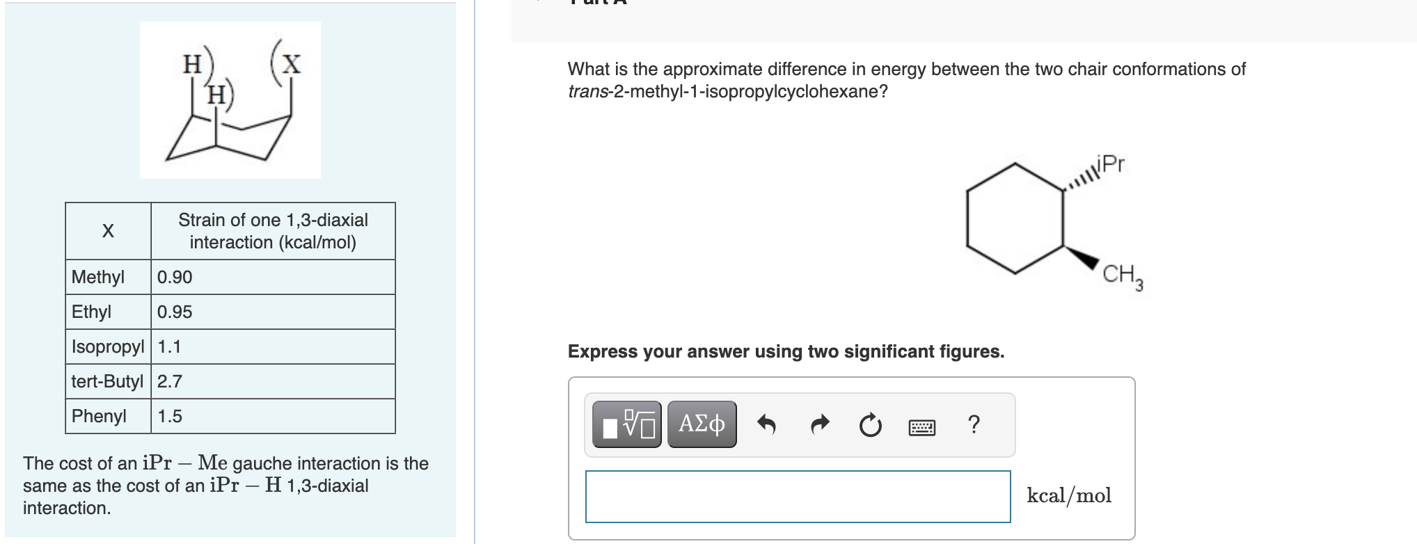 What is the approximate difference in energy between the two chair conformations