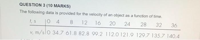  QUESTION 3 (10 MARKS) The following data is provided for the