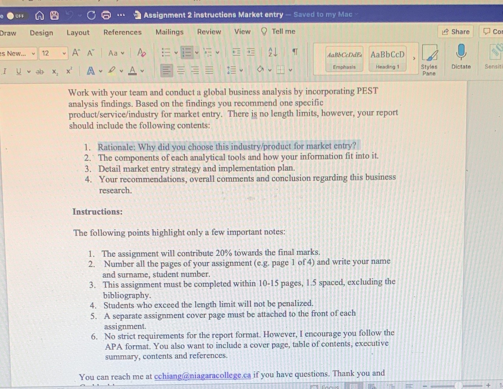 OFF na CE . 3Assignment 2 instructions Market entry - Saved
