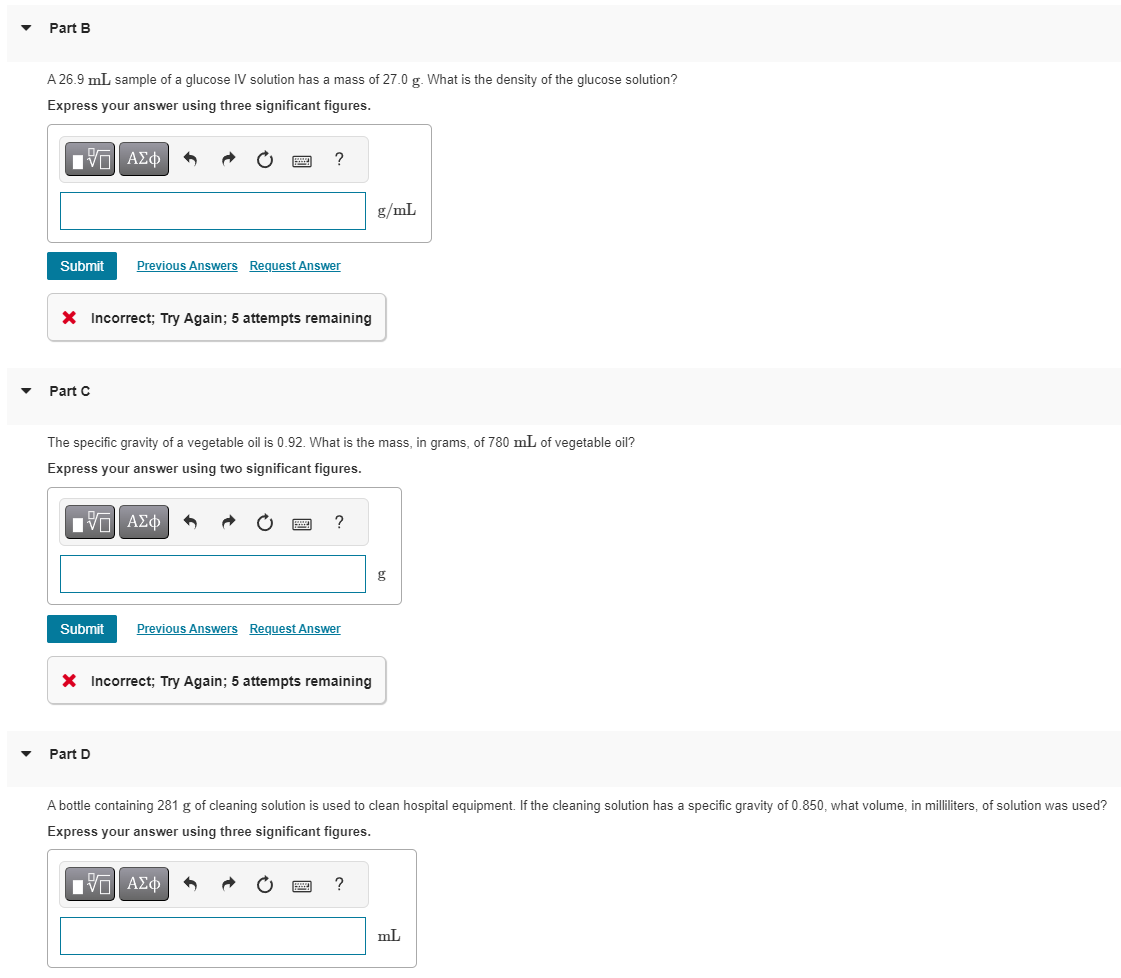  Part B A 26.9mL sample of a glucose IV solution has