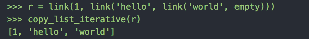 and returns a linked list with each element of the linked list