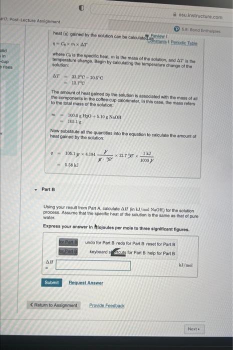  heat (q) gained by the solution can bo calculated deveview I