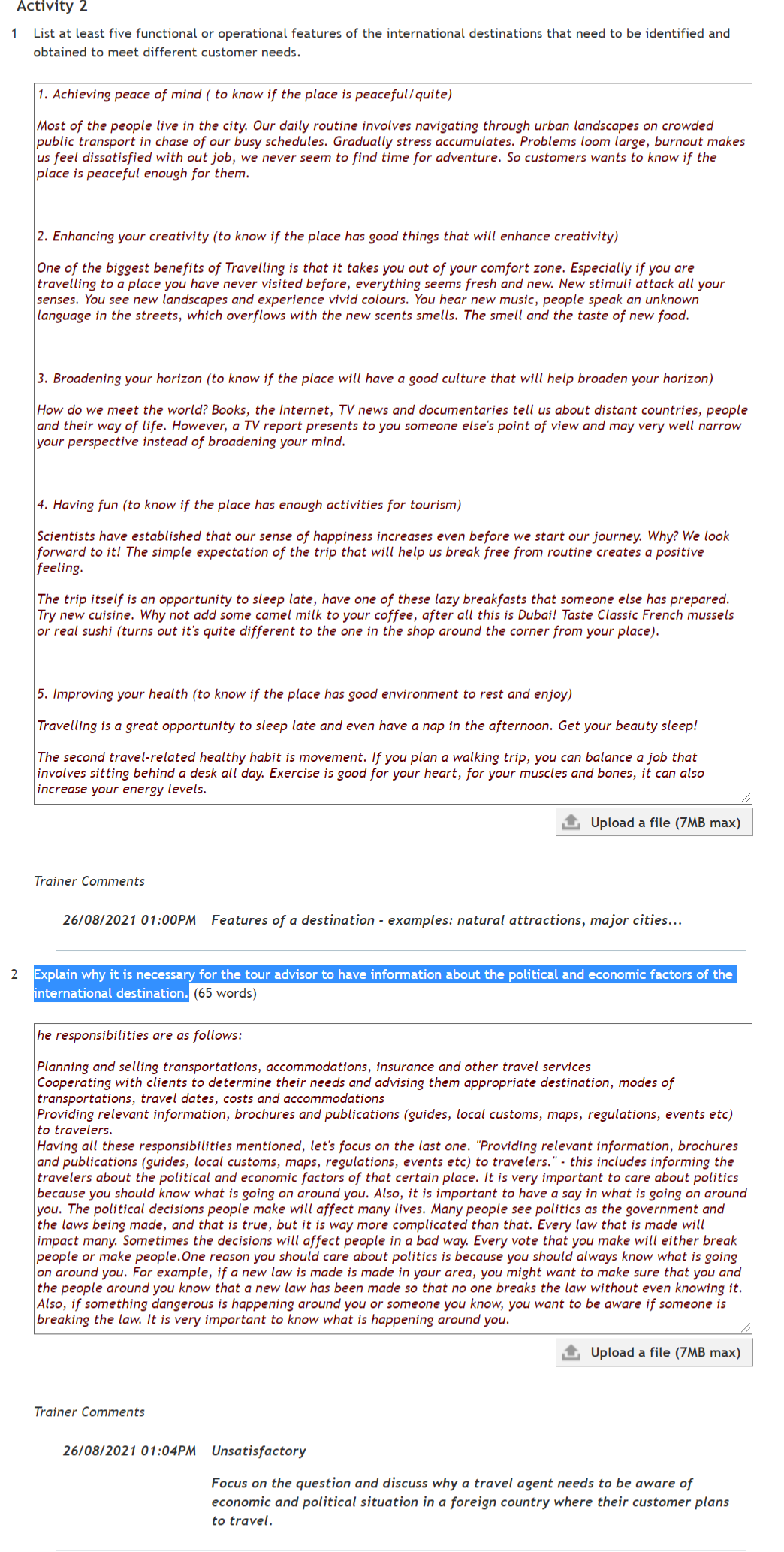 Activity 2Q1.List at least five functional or operational features of the international