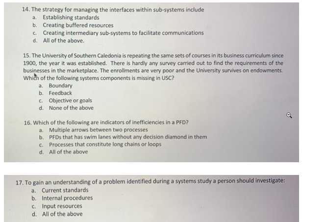 Need the below answer. 14. The strategy for managing the interfaces within