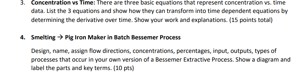  3. Concentration vs Time: There are three basic equations that represent
