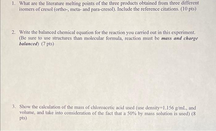 from melting point of 102.9 C unknown initial 1g experiment failed it