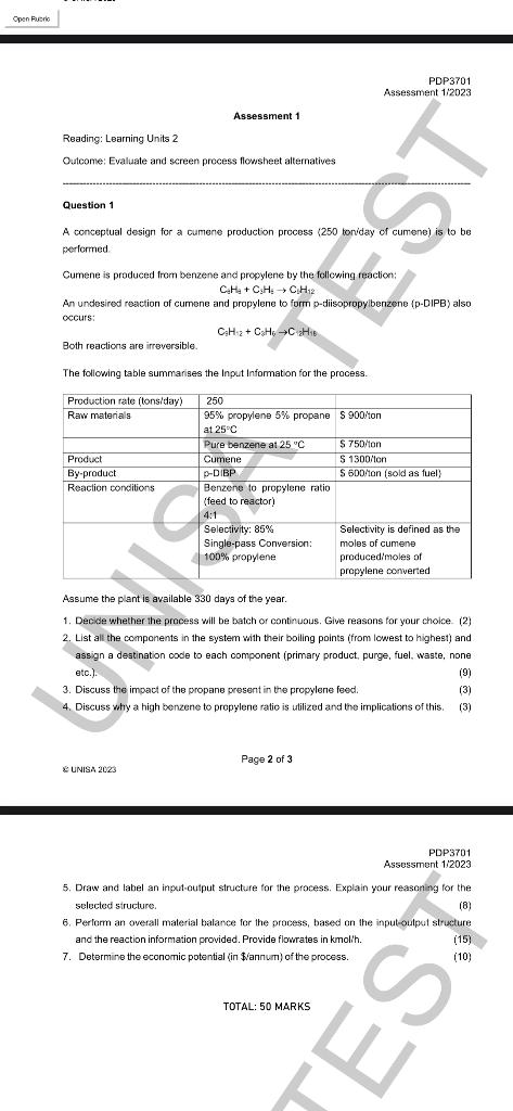 Reading: Learning Units 2 Outcome: Evaluate and screen process flowsheet alternatives