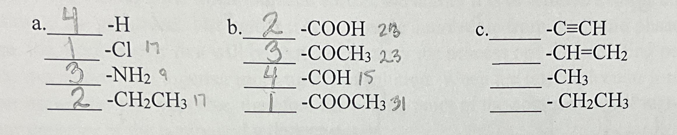  can you rank a,b,and c by their atomic number with 1
