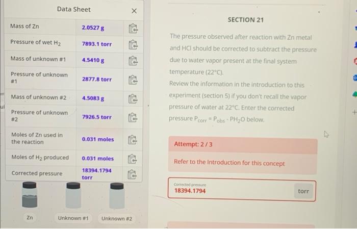 please determine the corrected pressure with the given data SECTION 21 The