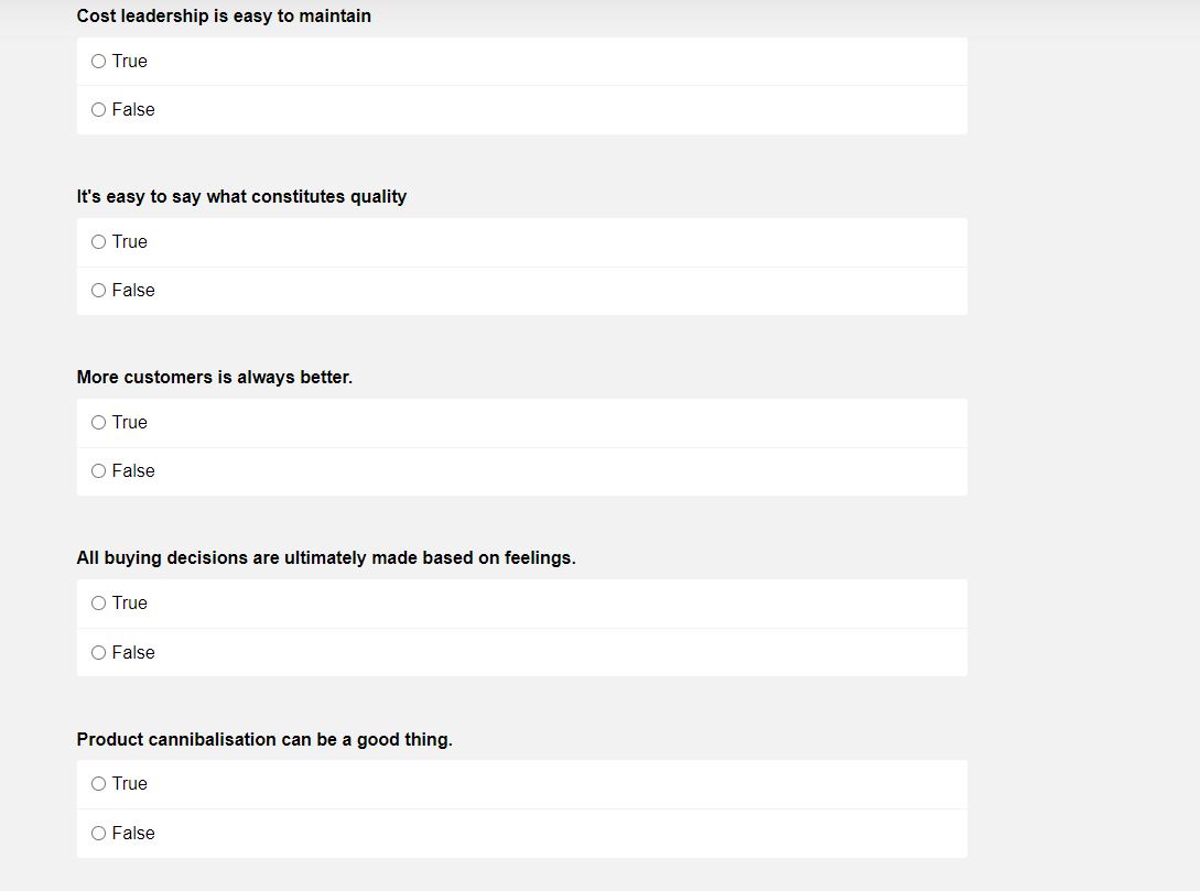 an oversimplication on Porter part. O True 0 False A strong brand