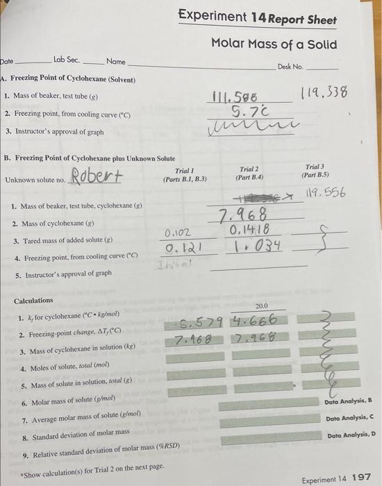  Hello, could you please help me for trial 1 and 2