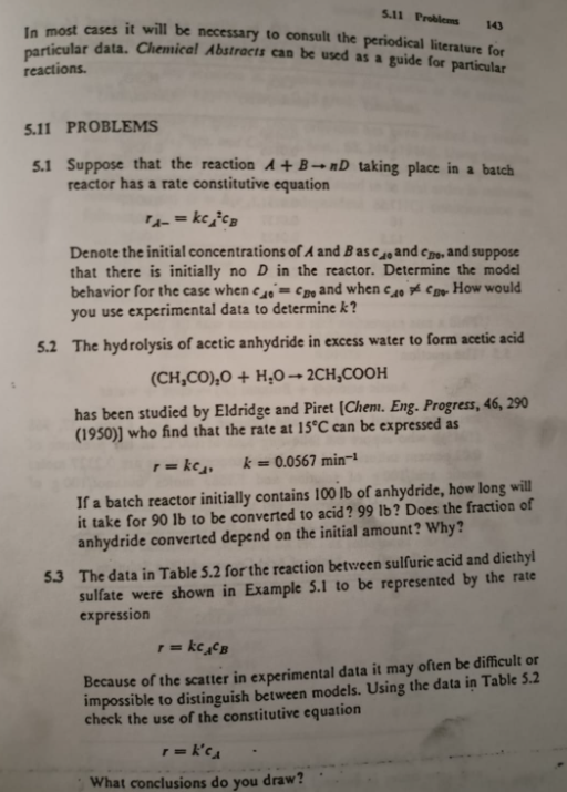  problems from "introduction to chemical engineering analysis" from T.W Fraser Russell