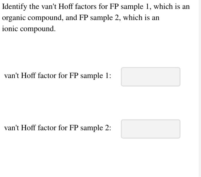  Identify the van't Hoff factors for FP sample 1, which is