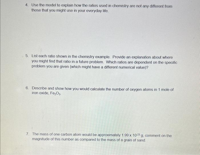  4. Use the model to explain how the ratios used in