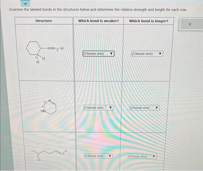  Examine the labeled bonds in the structures below and determine the