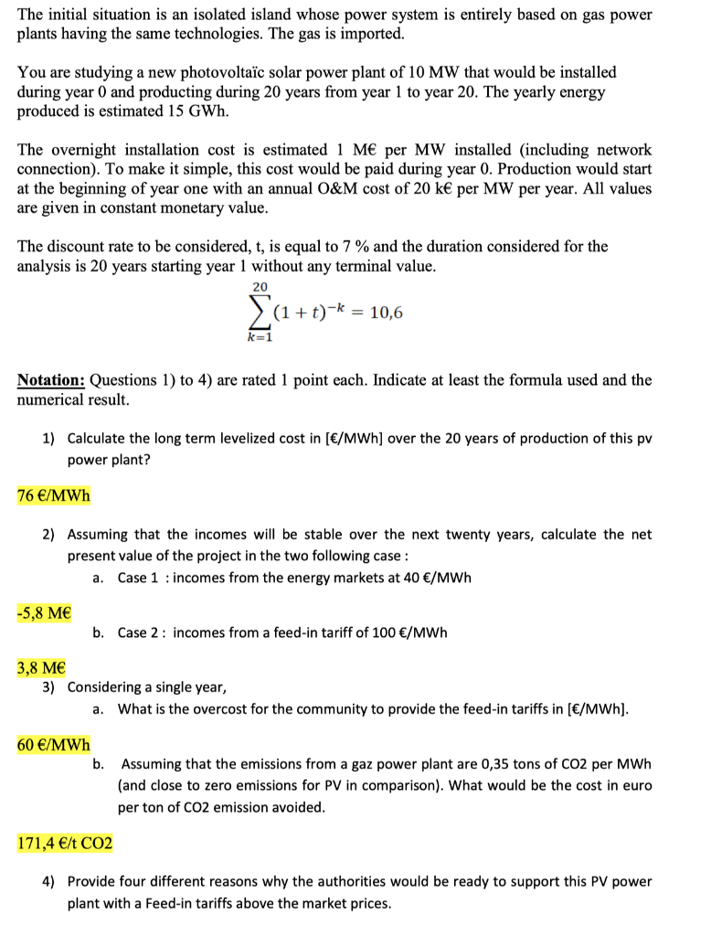The initial situation is an isolated island whose power system is