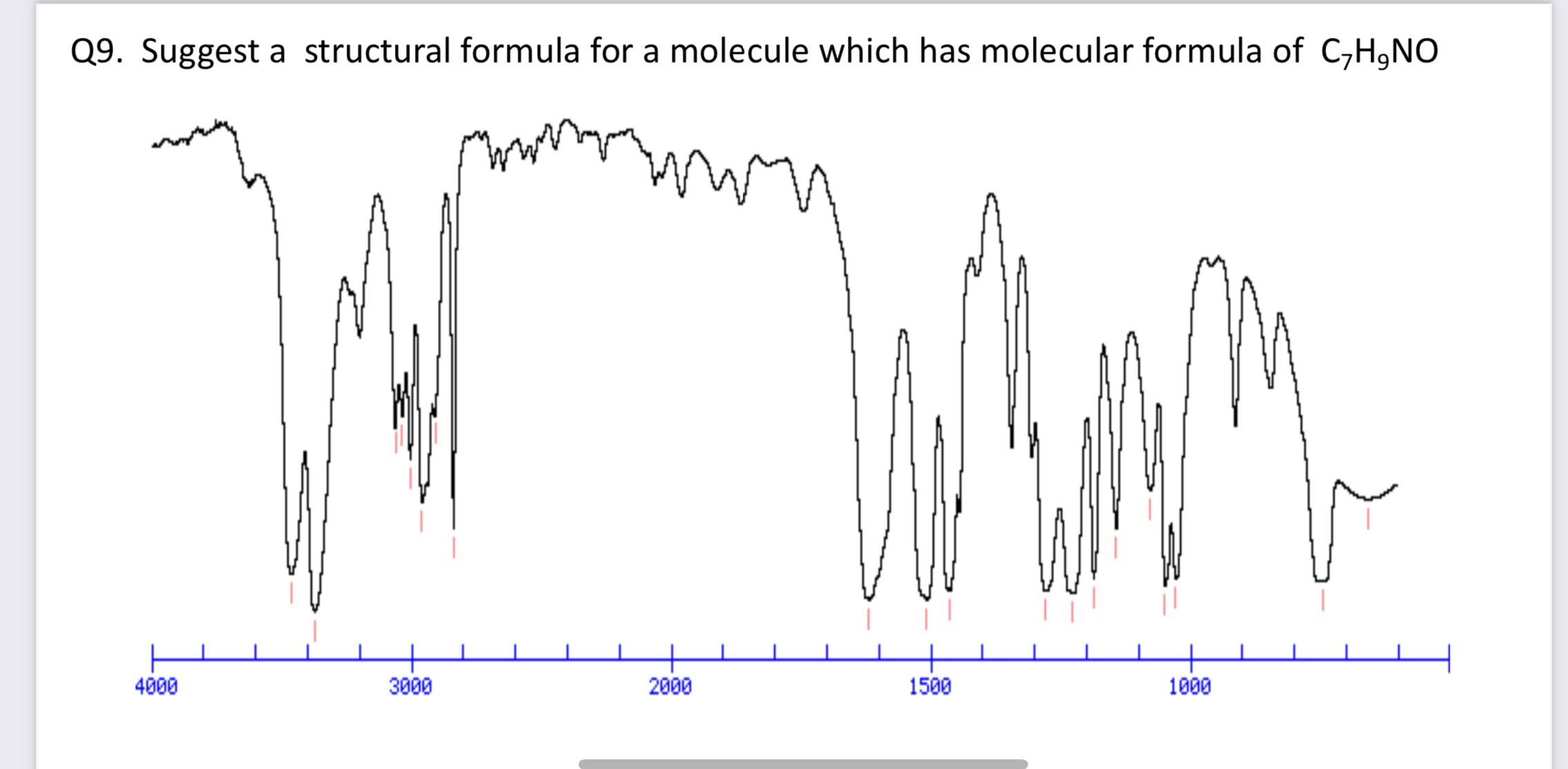  Q9. Suggest a structural formula for a molecule which has molecular