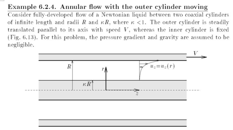 Example 6.2.4. Annular flow with the outer cylinder moving Consider fully-developed