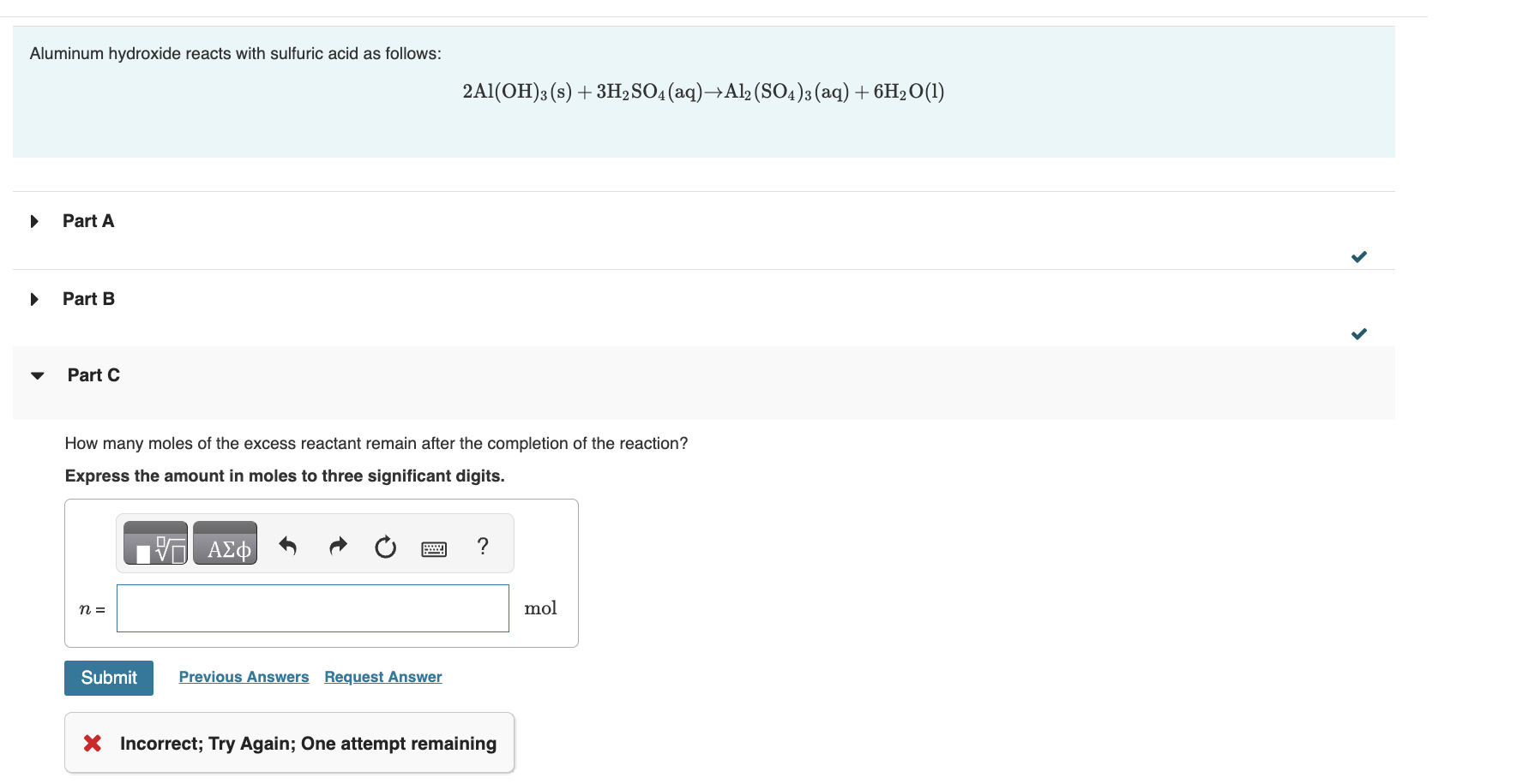 that I have gotten for Part A and Part B Which reagent