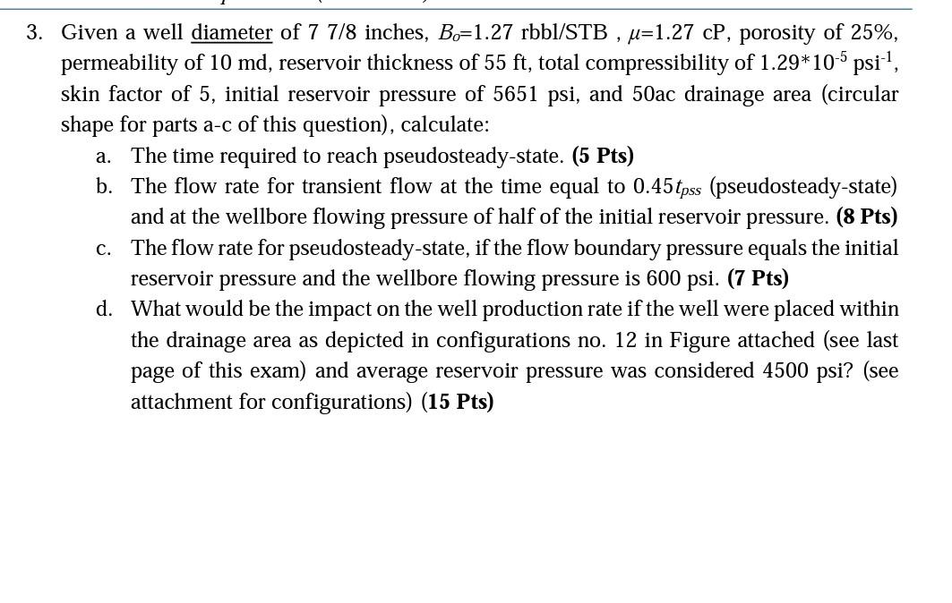  please can you answer this question 3. Given a well diameter